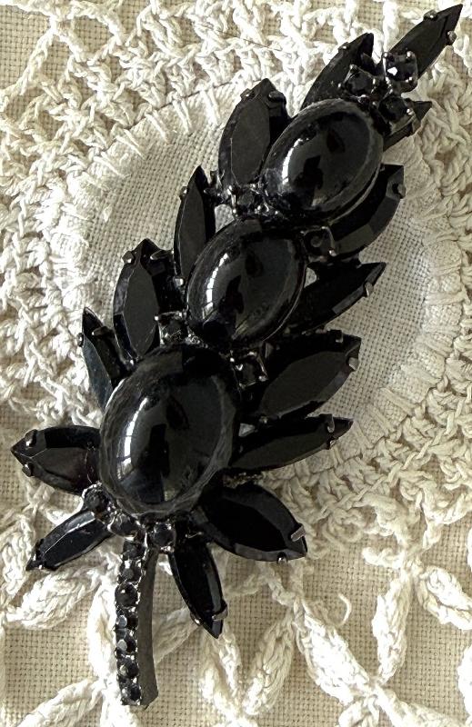 Front view of Black(jet) Cabochons Brooch
