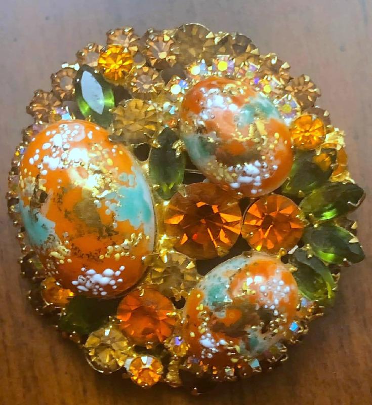 Front view of Fall Cabochons Painted(Hand/Transfer) Brooch