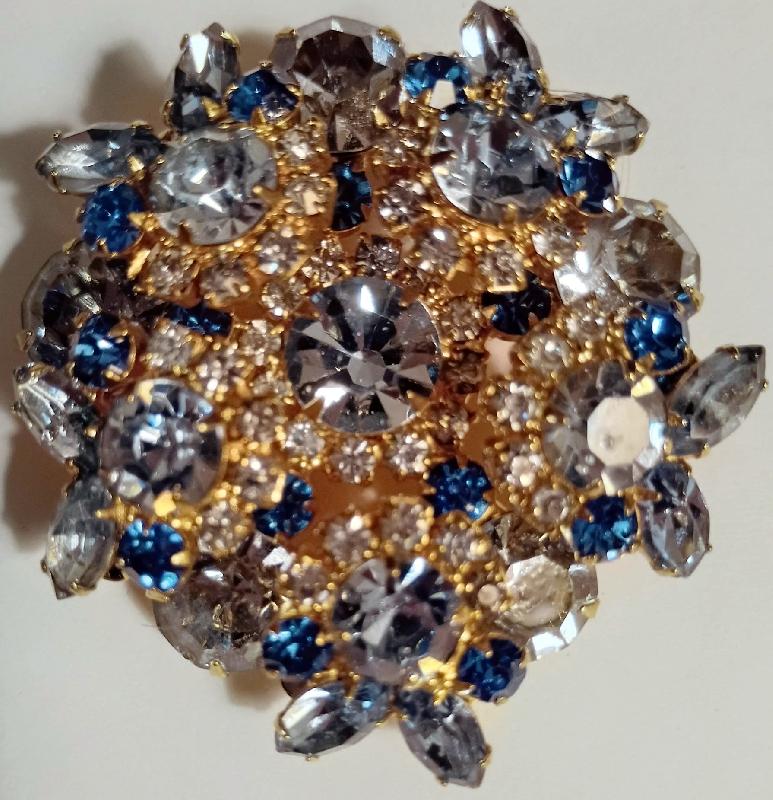 Front view of Blue Navettes Brooch