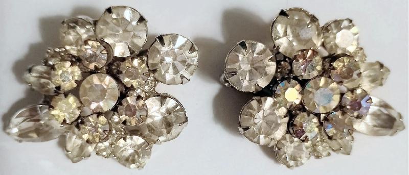 Front view of Clear Navettes Earrings Clip