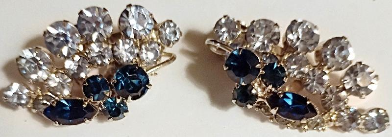 Front view of Blue Navettes Earrings Clip