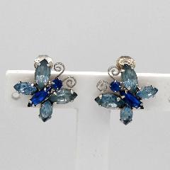 Blue Navettes Earrings Clip