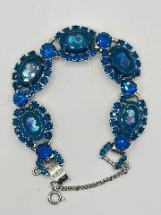 Blue Cabochons Molded/Cut Bracelet 5 Link