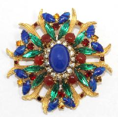 Multiple Colors Cabochons Striped Brooch