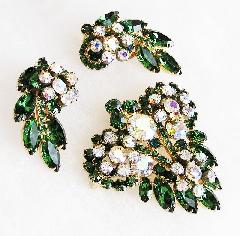 Green Navettes Brooch