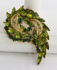 Green Navettes Brooch