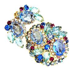 Blue Oval Earrings Clip