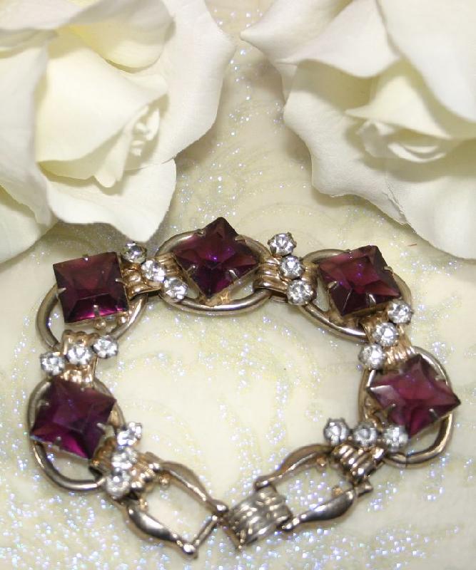 Front view of Purple (cardinal) Square Bracelet 5 Link