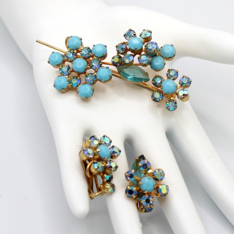 Turquoise Navettes Brooch