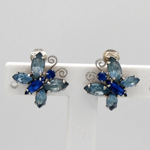Blue Navettes Earrings Clip