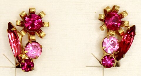 Pink Navettes Earrings Clip
