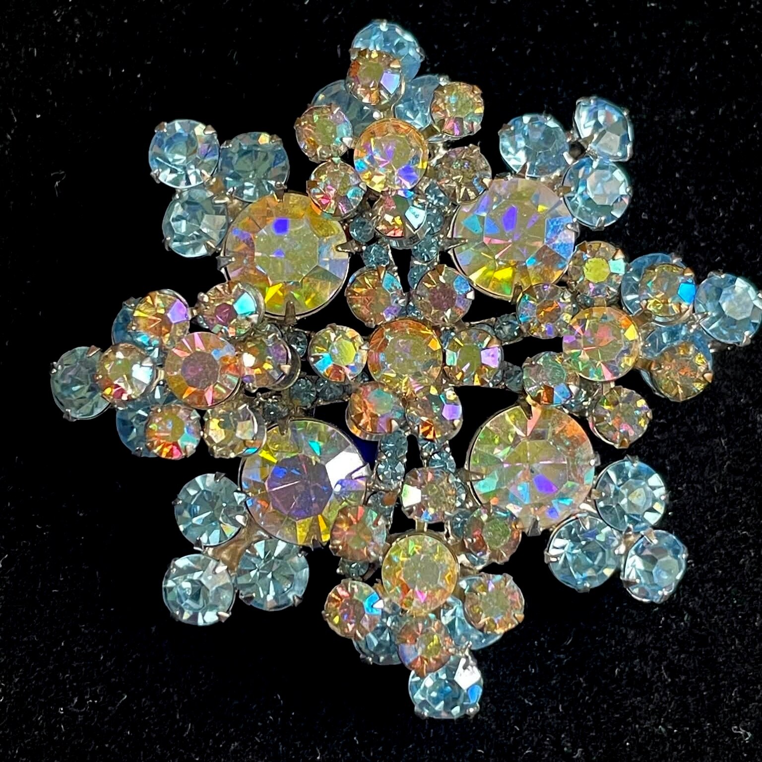 Front view of Blue Chatons Only Brooch