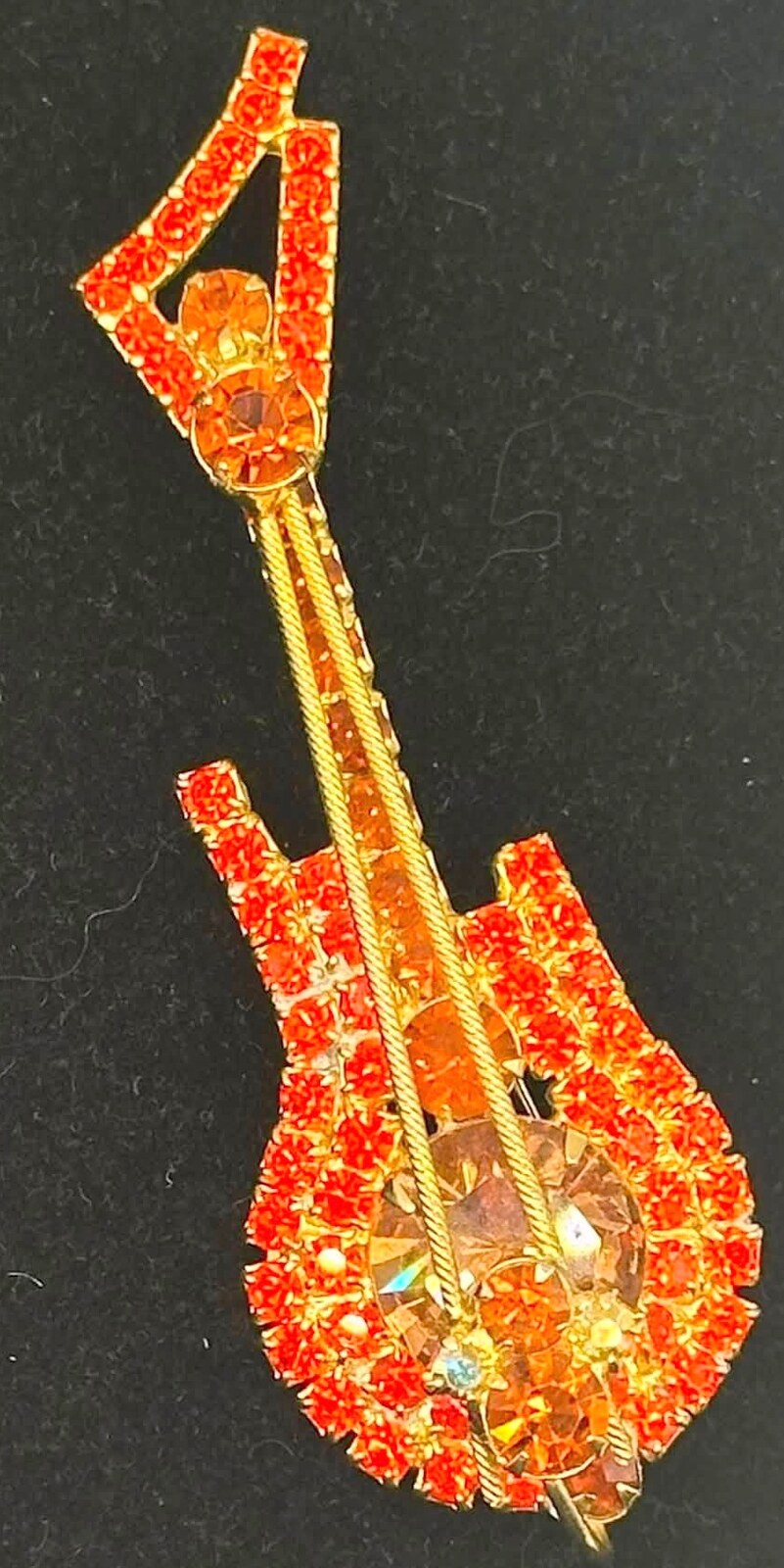 Front view of Orange Chatons Only Brooch
