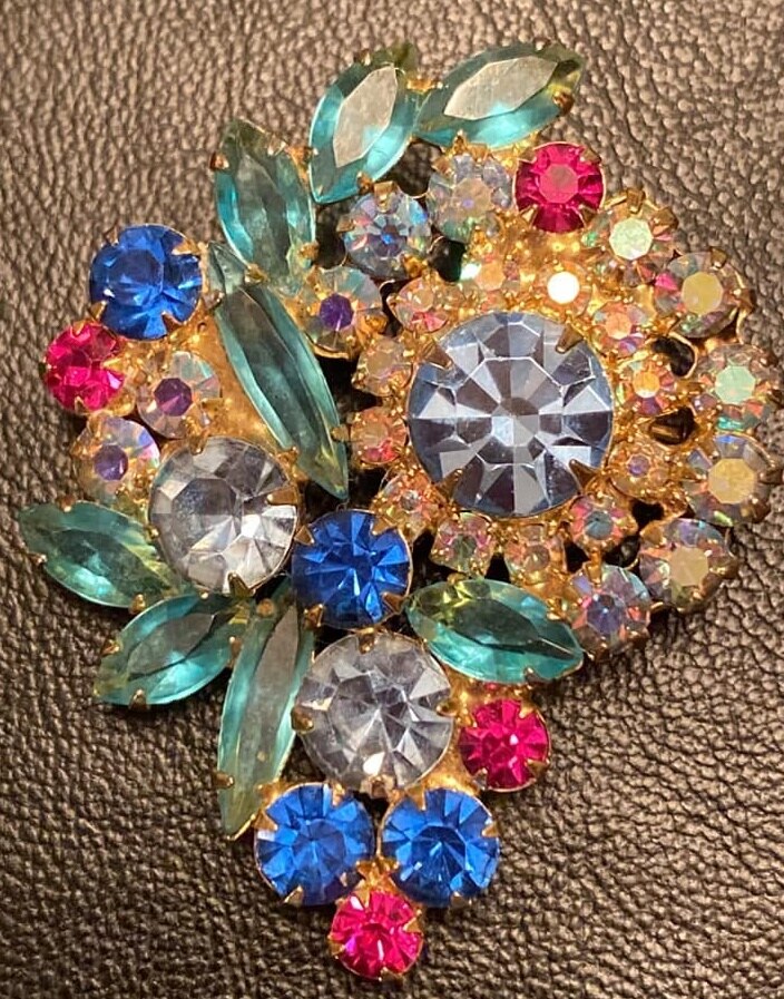 Front view of Multiple Colors Navettes Brooch