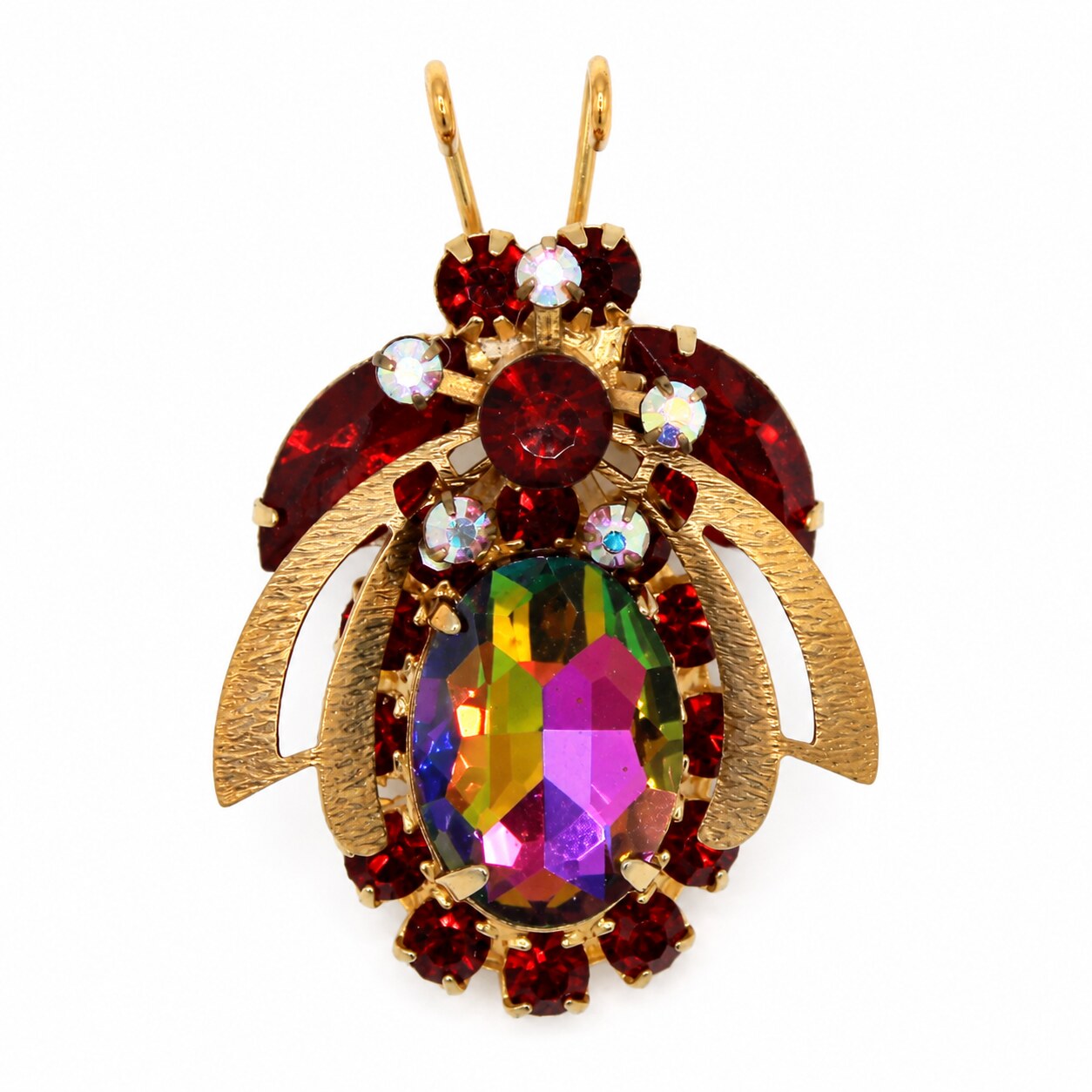 Front view of Red Oval Multi-Color/Shaded Brooch