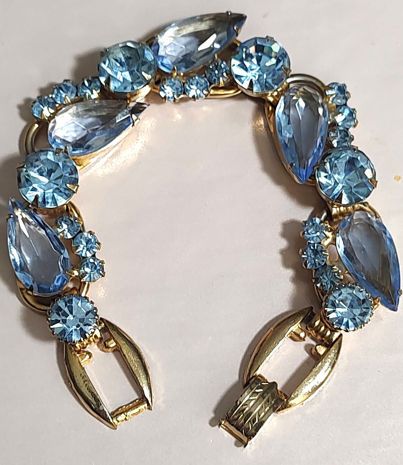 Front view of Blue Pear Bracelet 5 Link