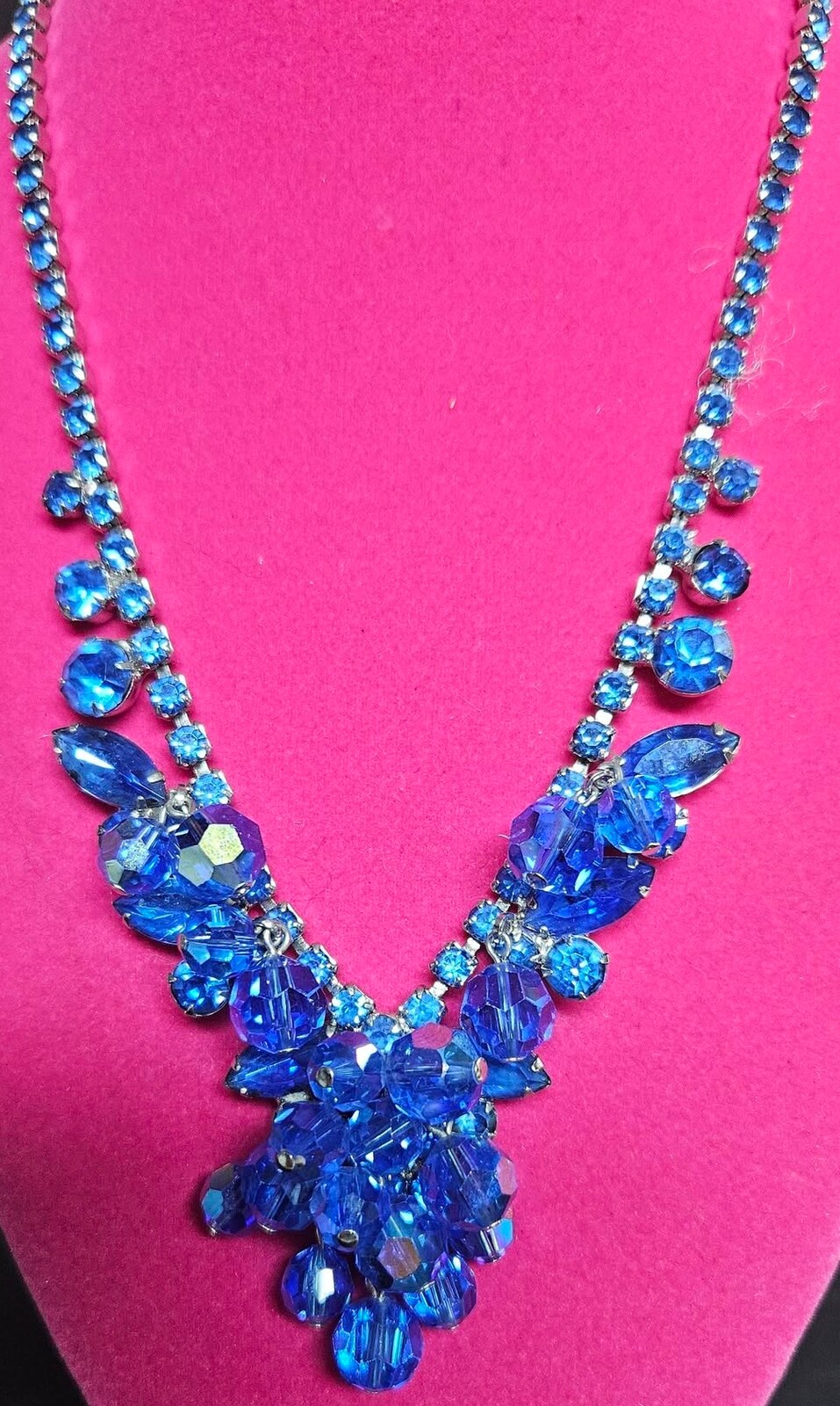 Front view of Blue Navettes Necklace