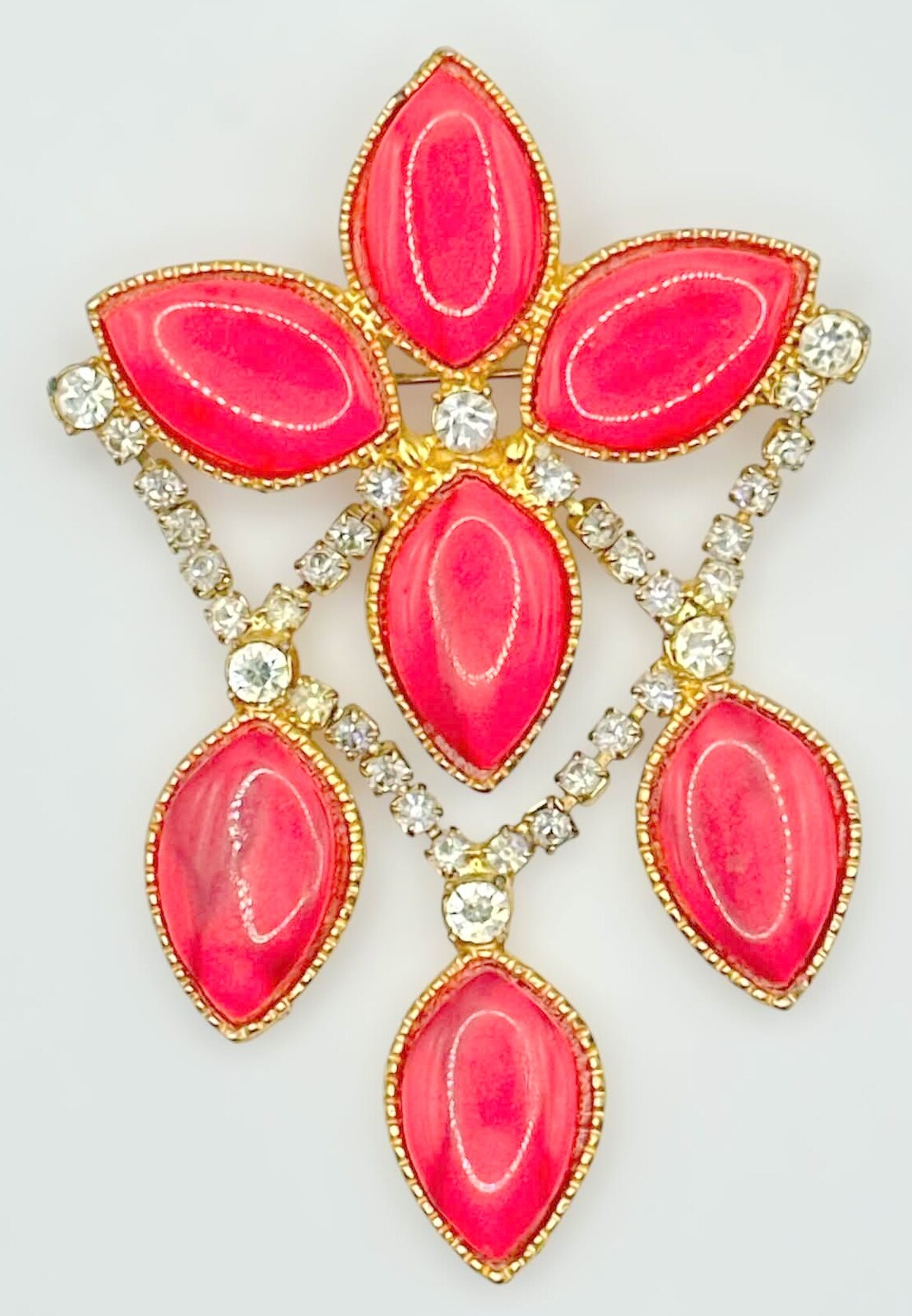 Front view of Pink Pear Plastic Pin Pendant