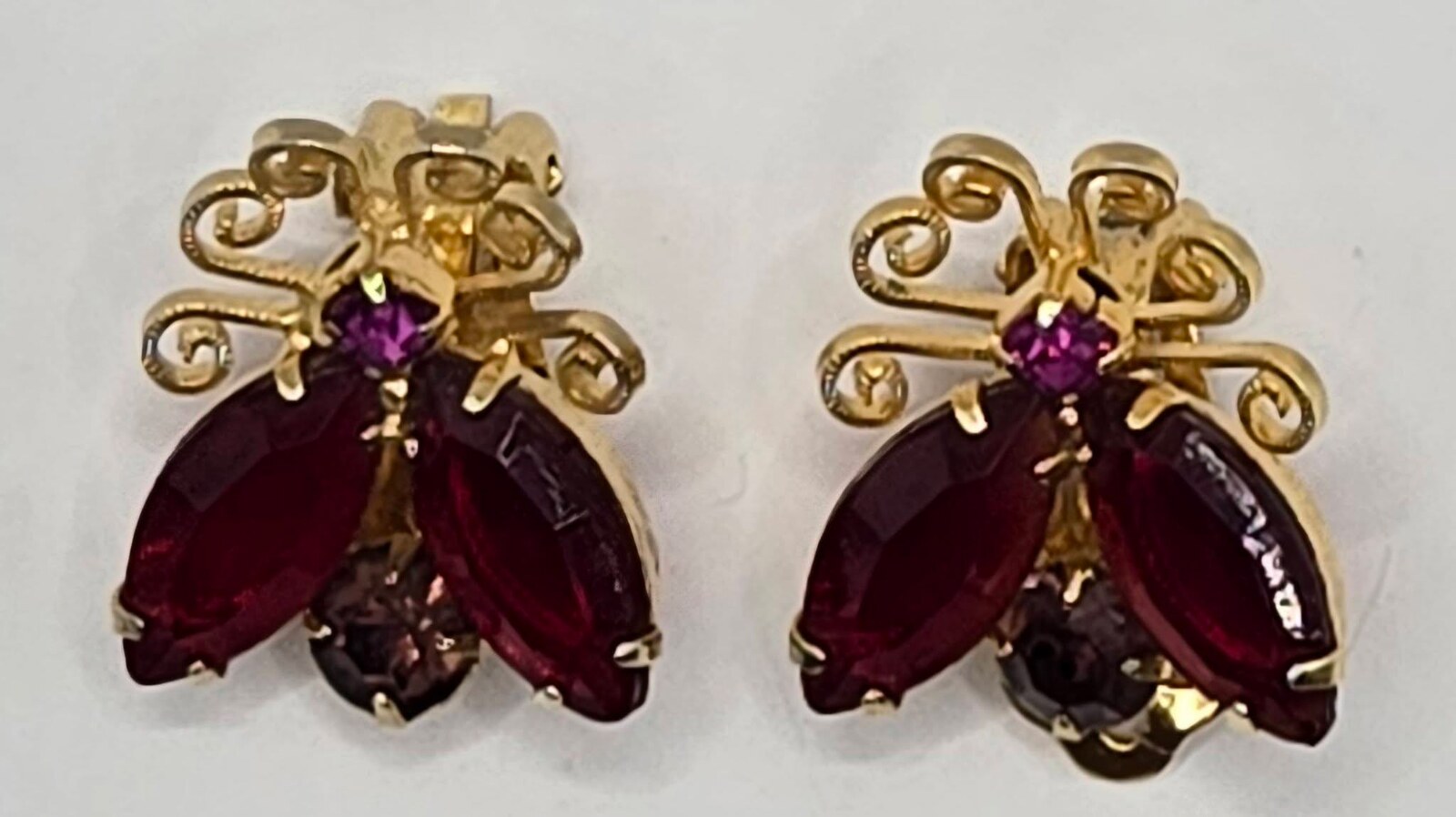 Front view of Multiple Colors Navettes Earrings Clip