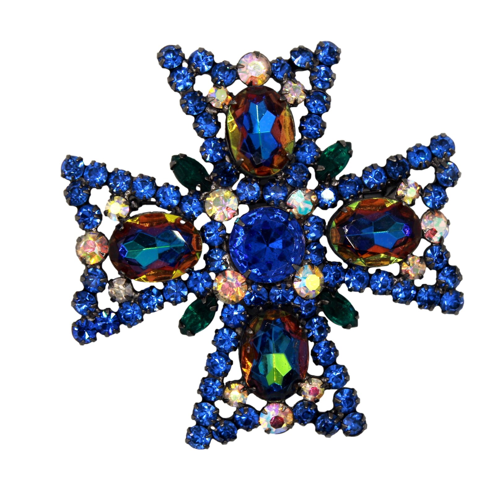 Front view of Blue Oval Multi-Color/Shaded Brooch
