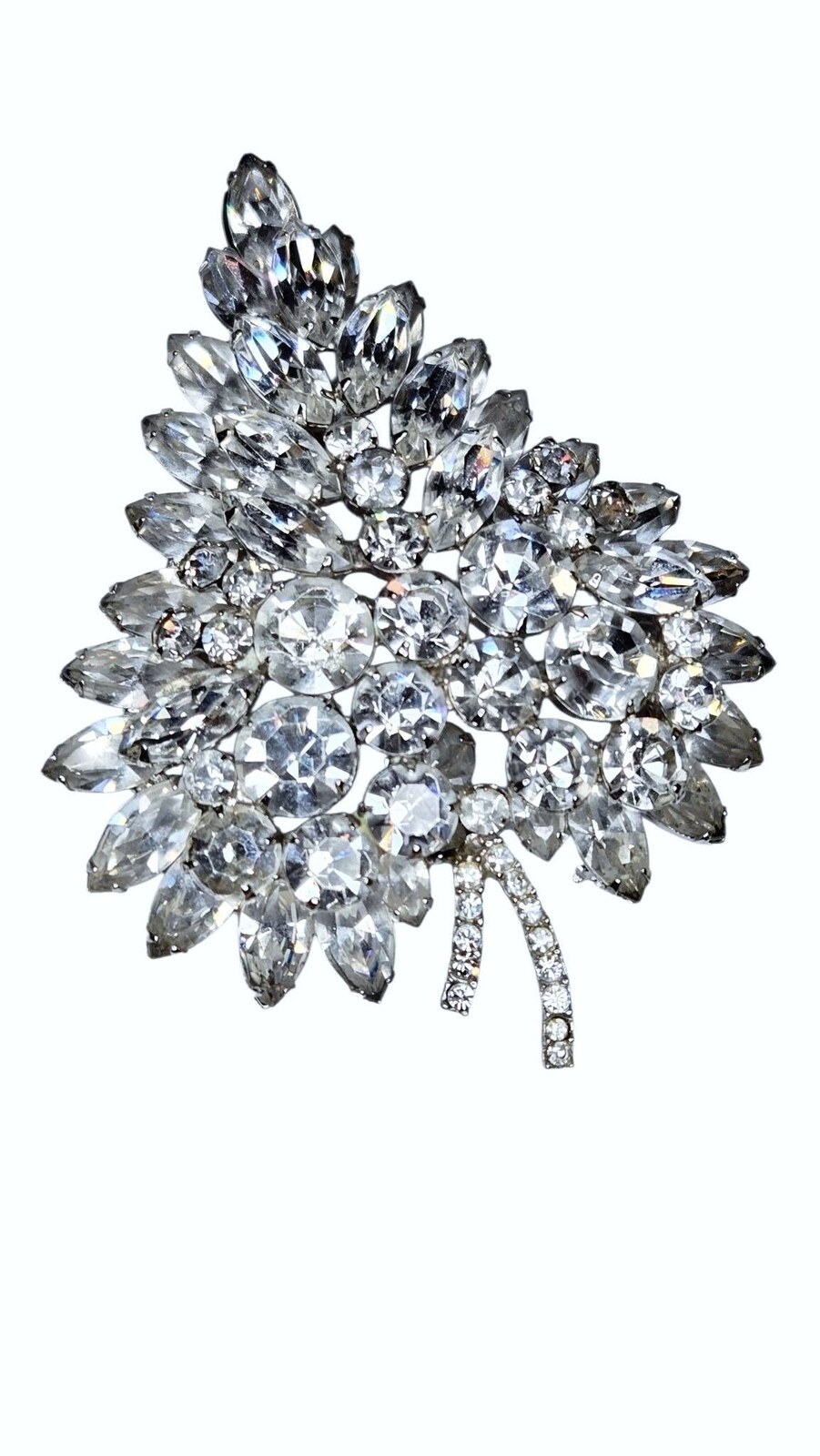 Front view of Clear Navettes Brooch