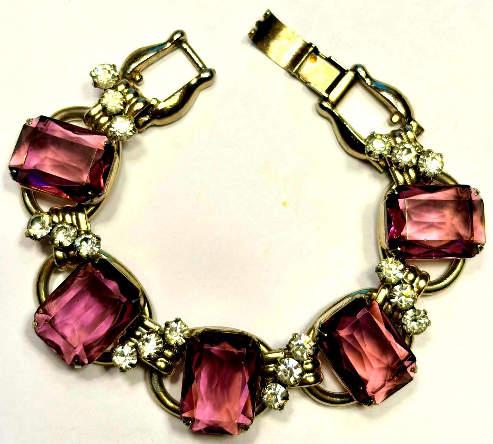 Front view of Purple (cardinal) Emerald Cut Bracelet 5 Link