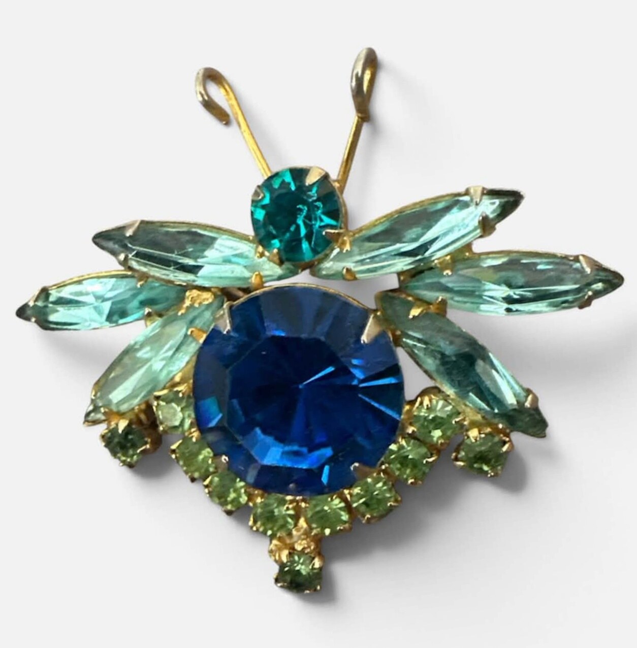 Front view of Blue Navettes Brooch