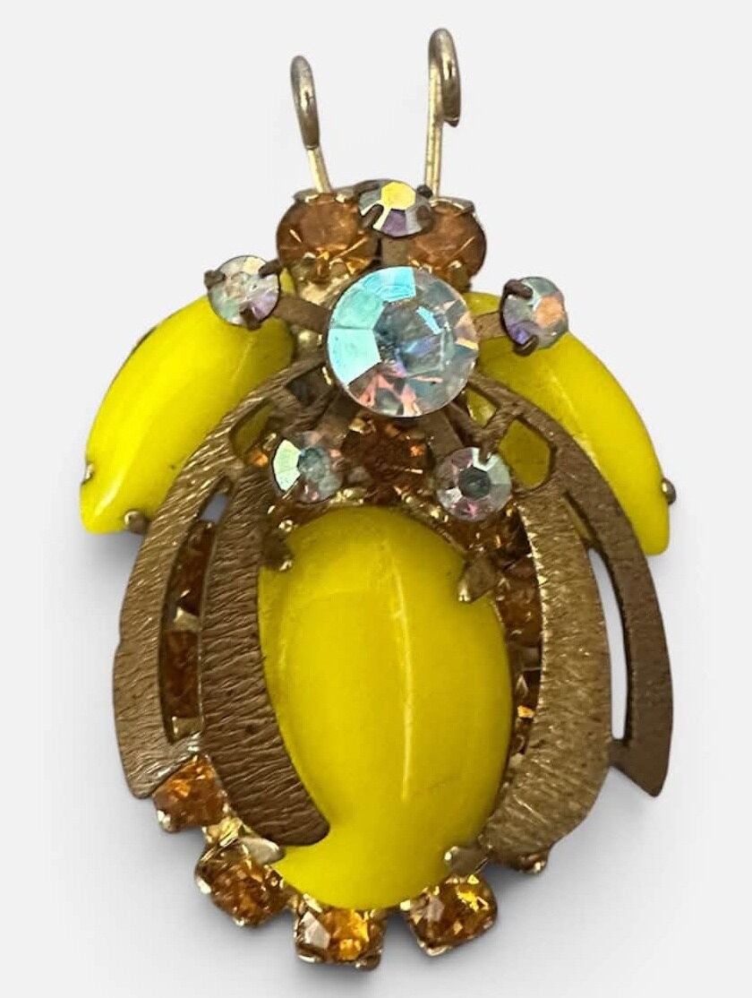 Front view of Yellow Cabochons Brooch