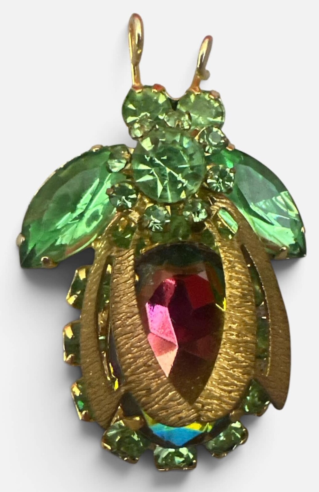 Front view of Green Oval Multi-Color/Shaded Brooch
