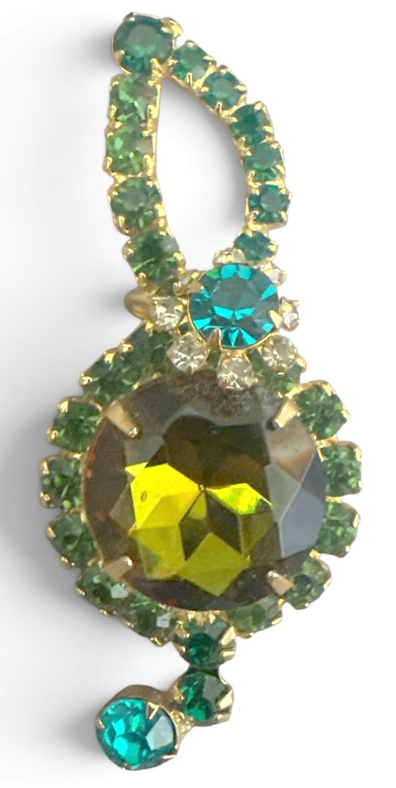 Front view of Green Dentelle Multi-Color/Shaded Brooch