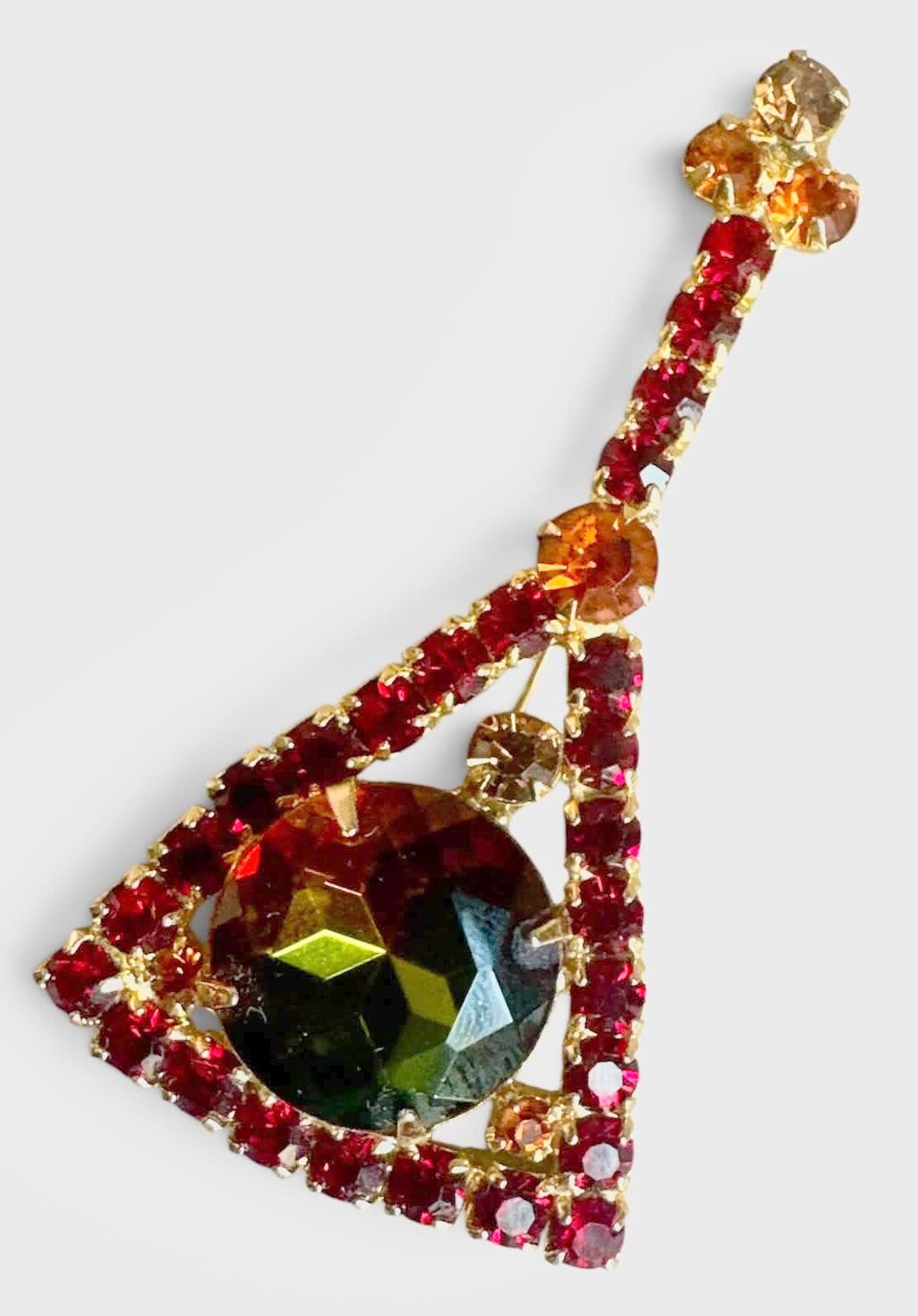 Front view of Red Dentelle Multi-Color/Shaded Brooch