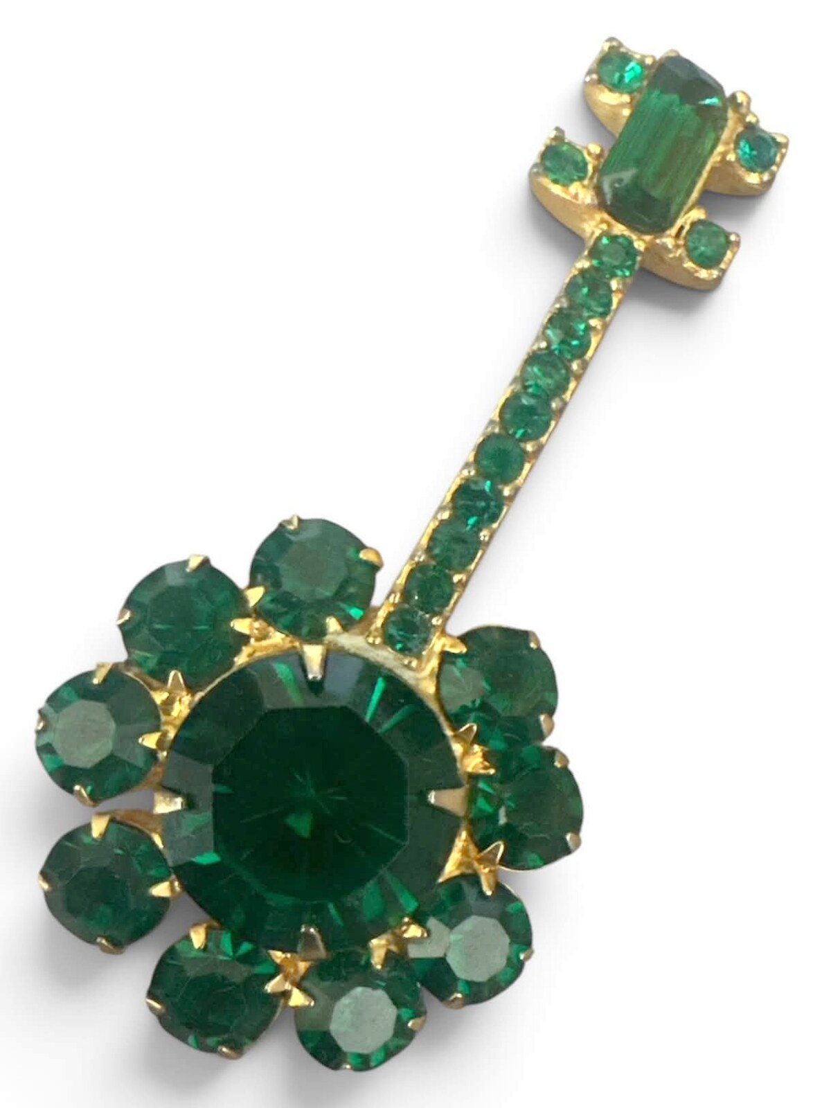 Front view of Green Baguettes Brooch