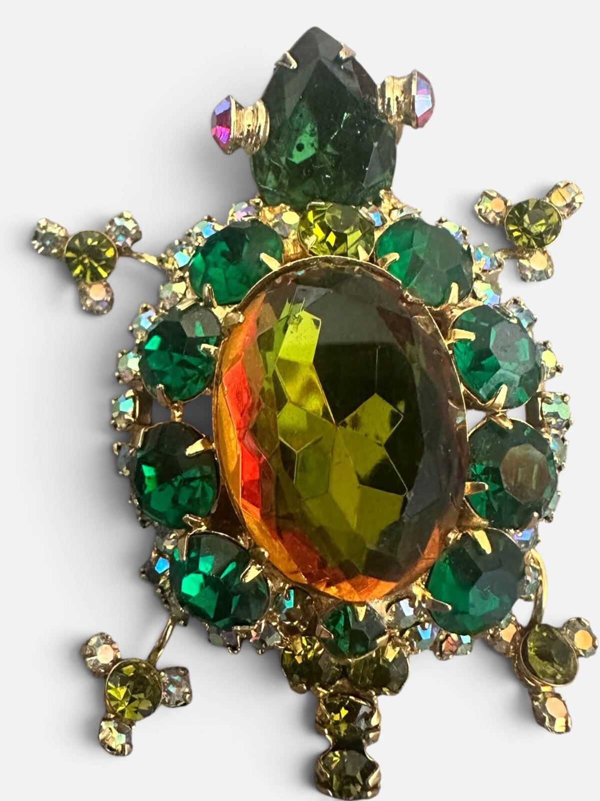Front view of Green Pear Multi-Color/Shaded Brooch