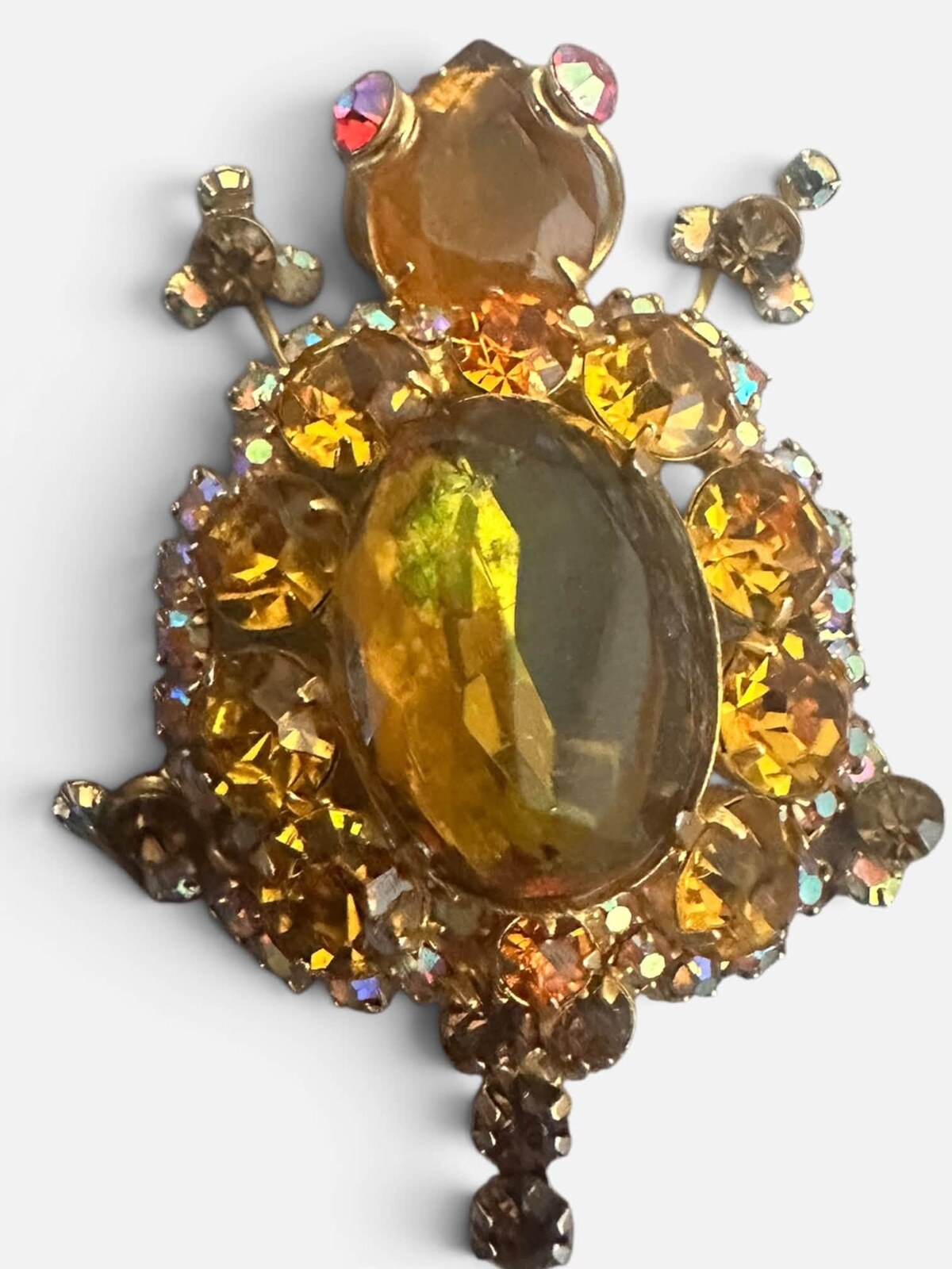 Front view of Topaz Pear Multi-Color/Shaded Brooch