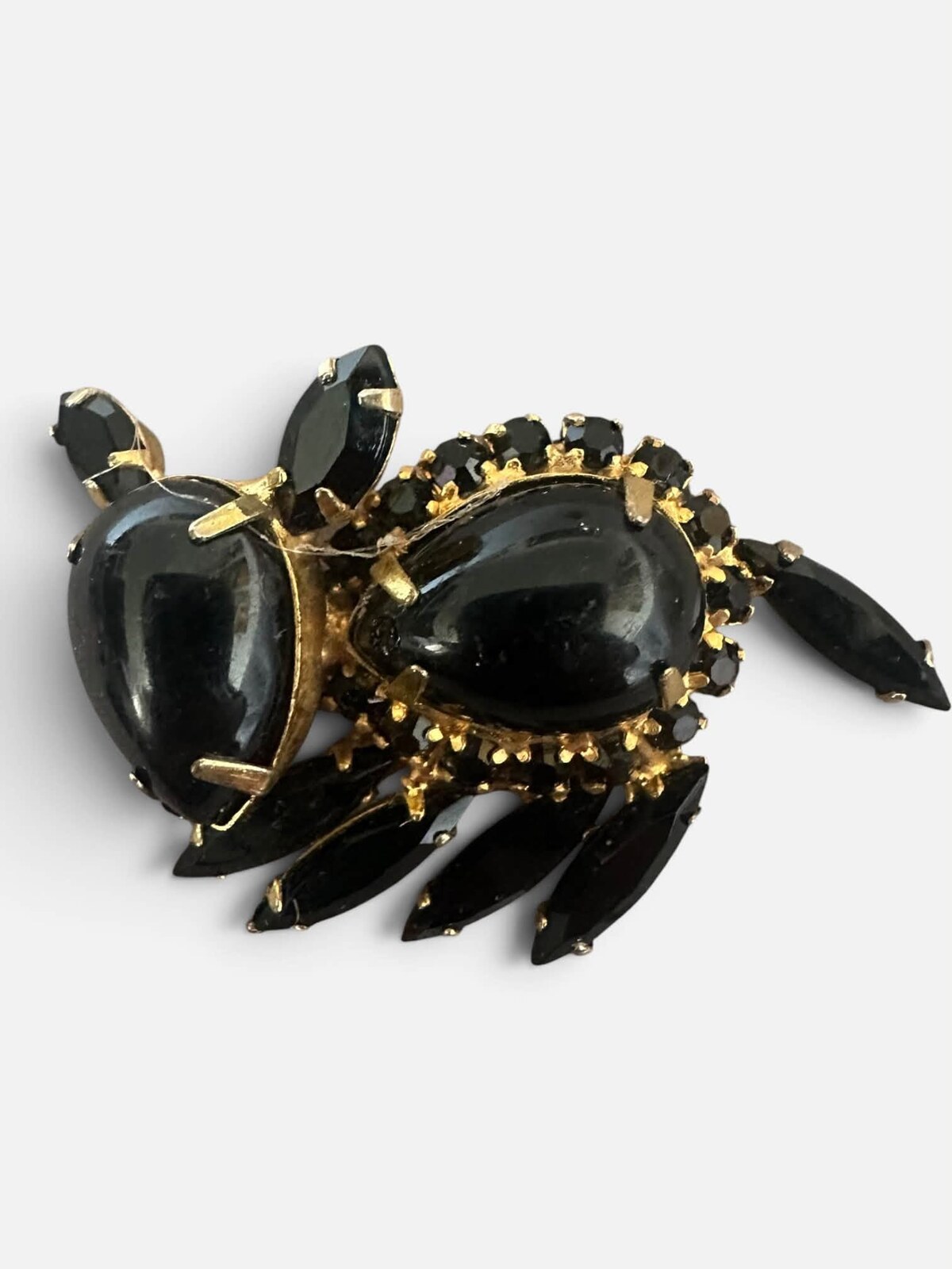 Front view of Black (jet) Cabochons Brooch