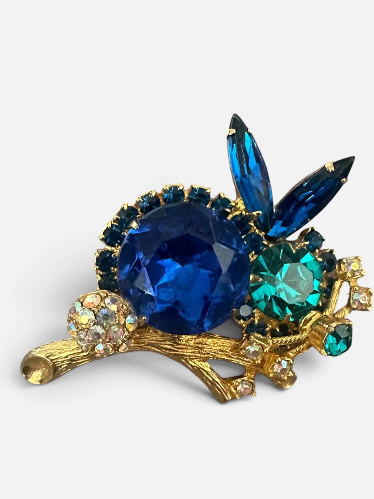 Front view of Blue Navettes Brooch