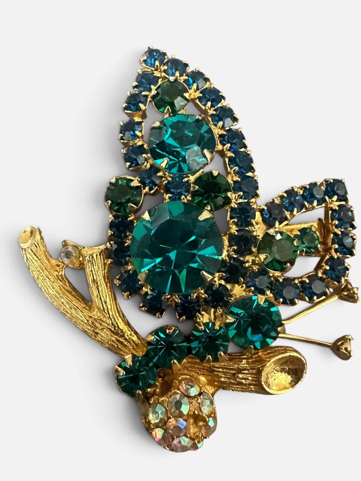 Front view of Blue Chatons Only Brooch