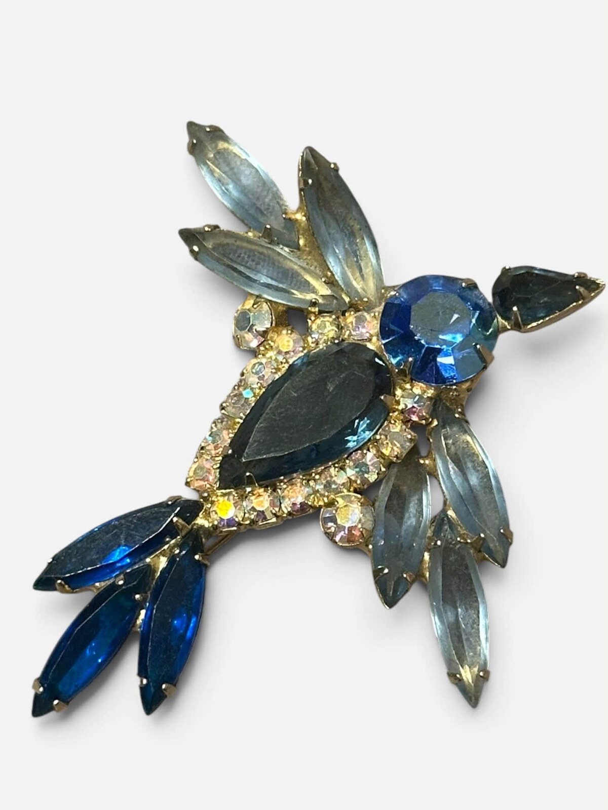 Front view of Blue Pear Brooch