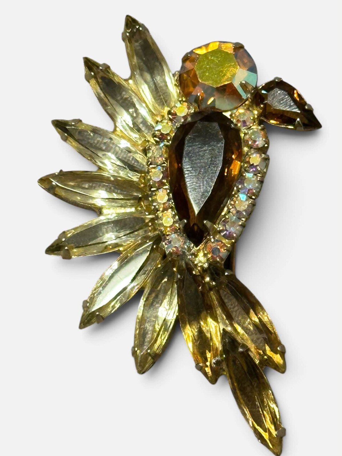Front view of Topaz Pear Brooch