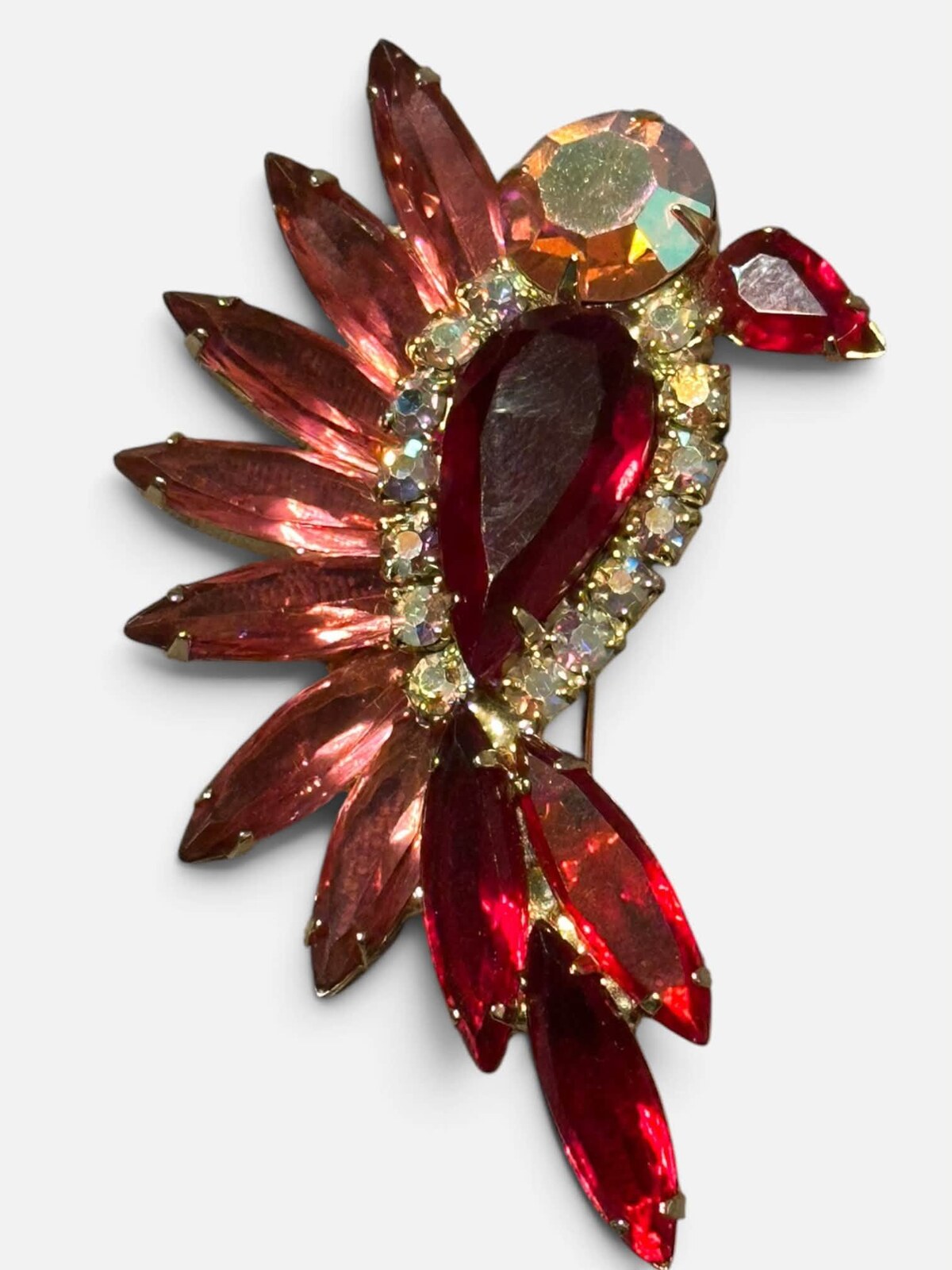 Front view of Red Pear Brooch