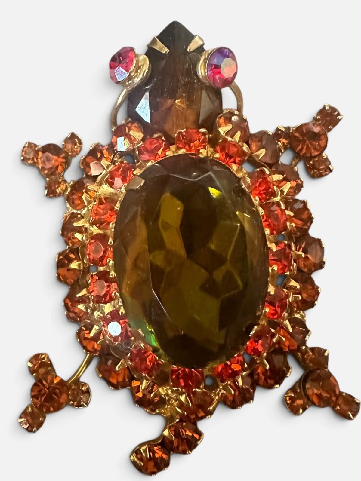 Front view of Orange Pear Brooch