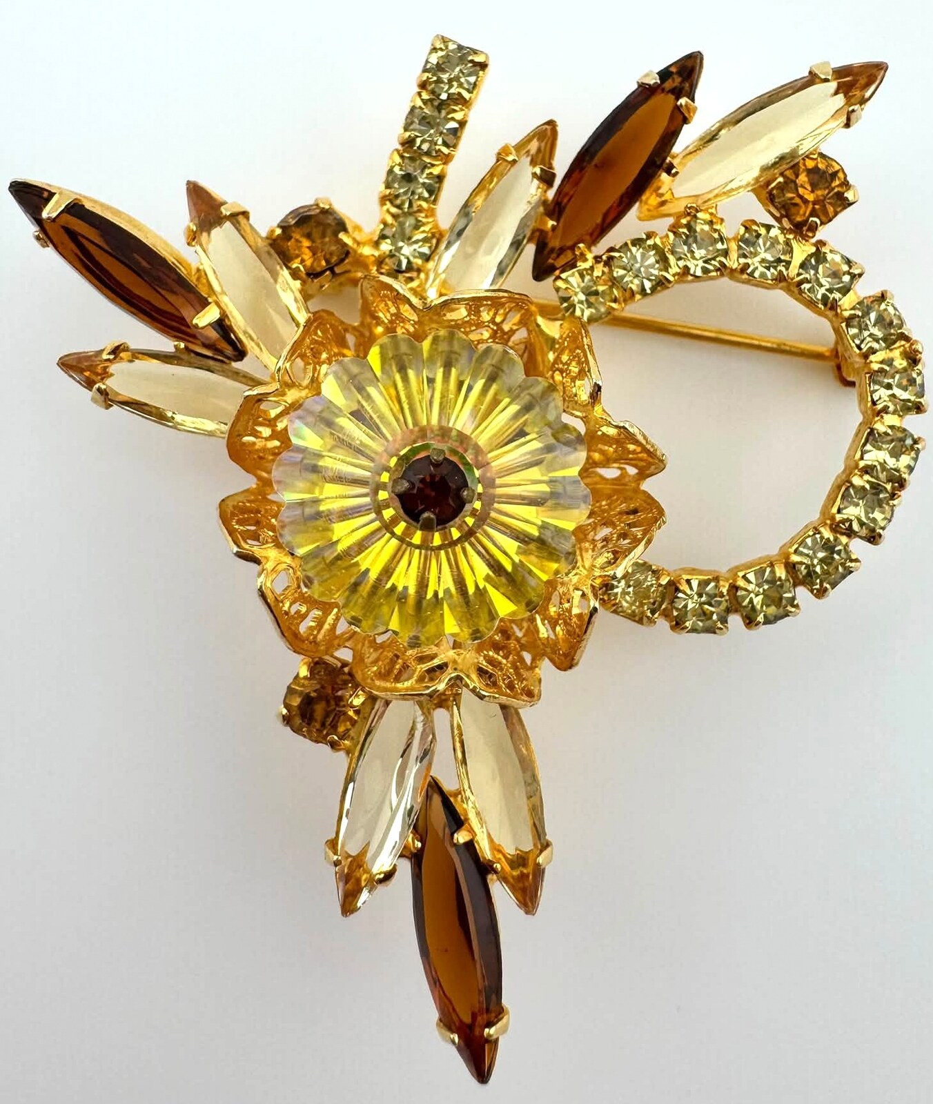 Front view of Fall Navettes Rivoli/Margarita Brooch