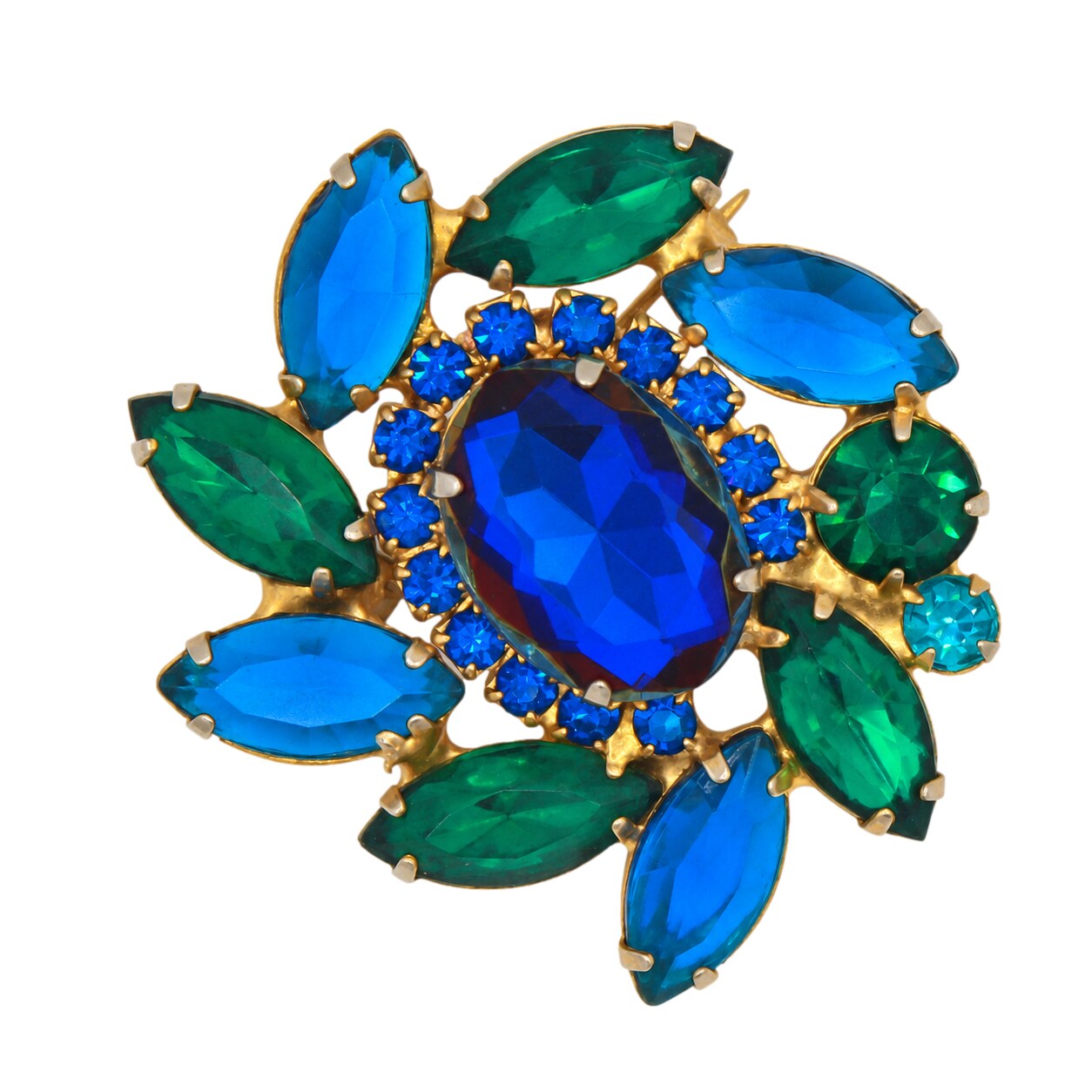 Front view of Multiple Colors Navettes Multi-Color/Shaded Brooch