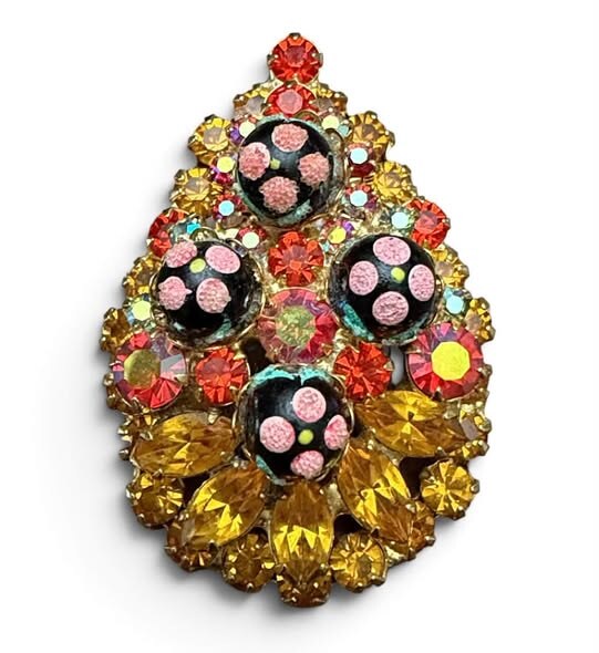 Front view of Fall Navettes Spotted Pin Pendant
