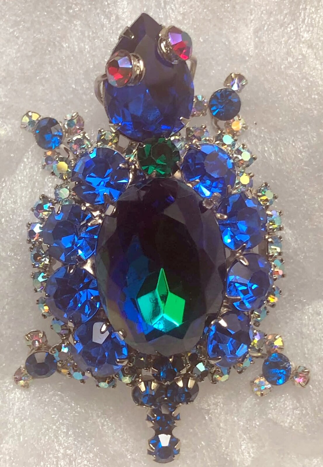 Front view of Blue Pear Multi-Color/Shaded Brooch