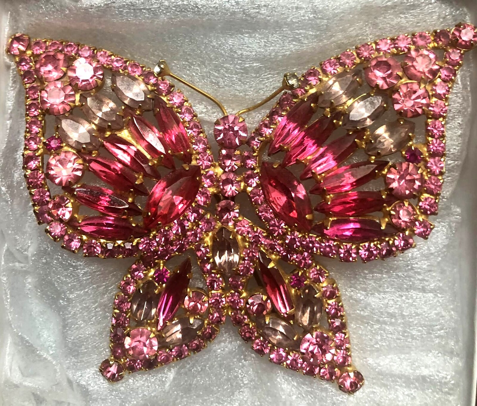 Front view of Pink Navettes Brooch