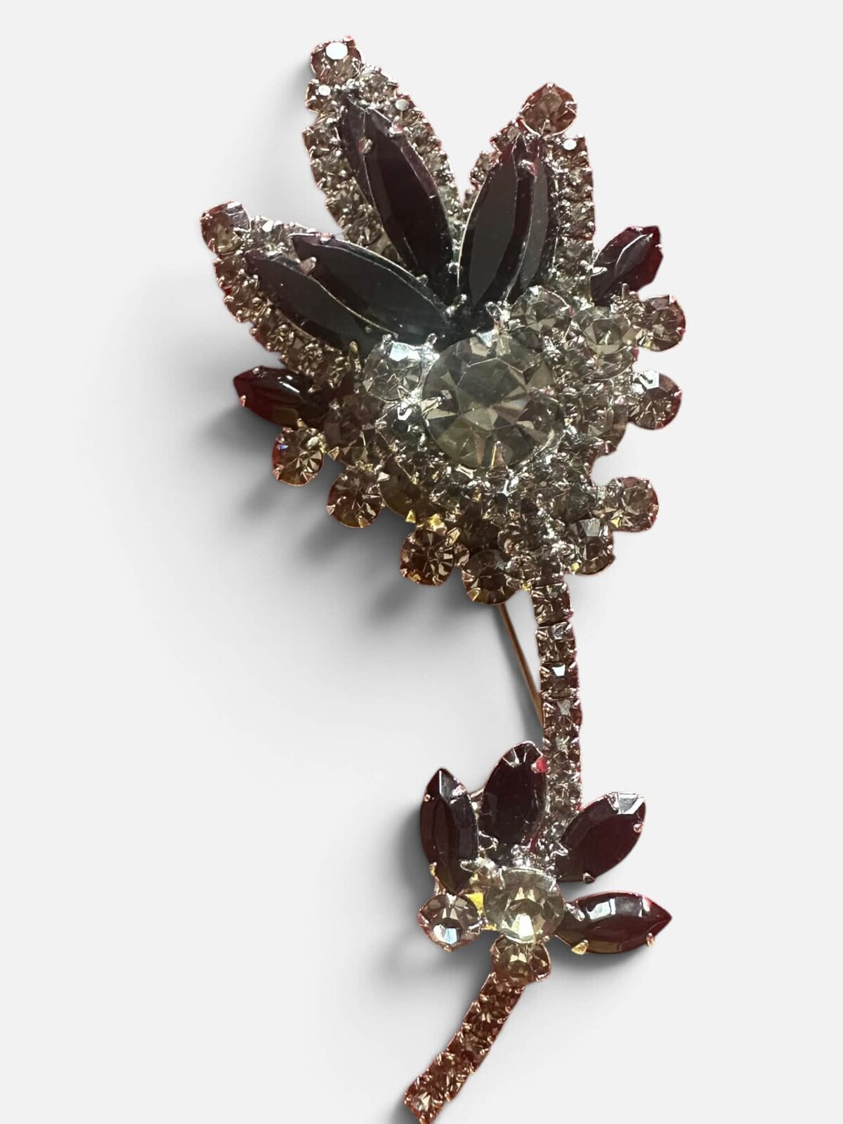 Front view of Black (jet) Navettes Brooch