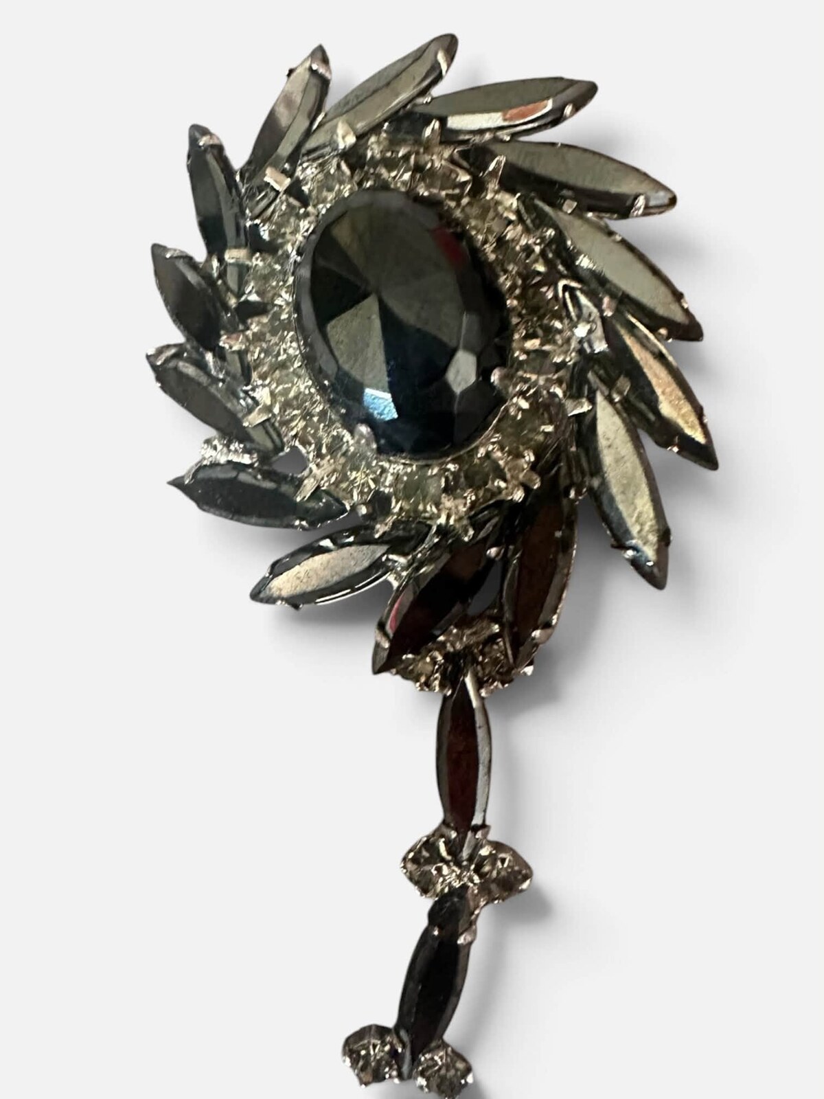 Front view of Hematite Oval Brooch