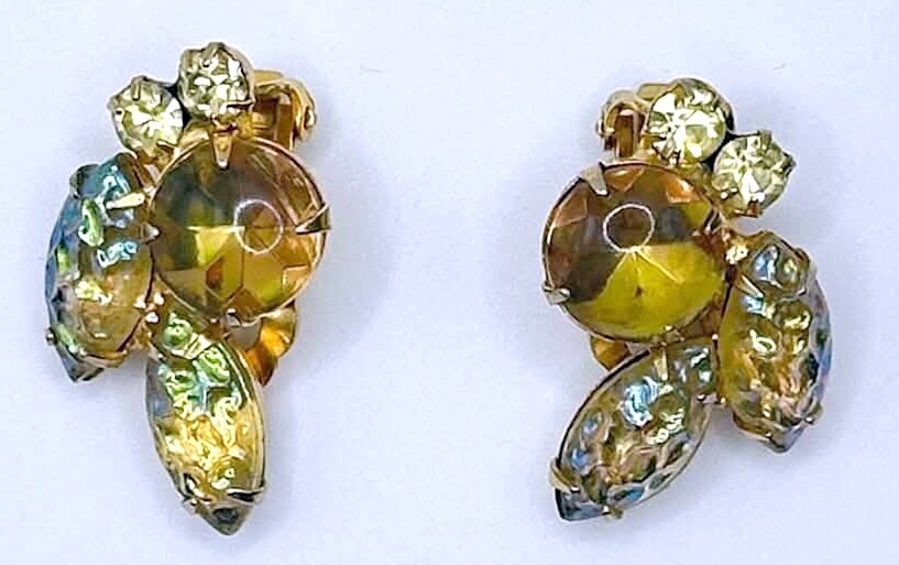 Front view of Multiple Colors Cabochons Earrings Clip