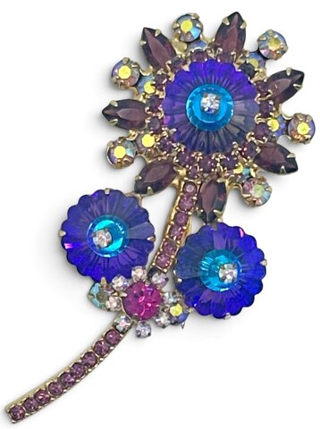 Multiple Colors Navettes Rivoli/Margarita Brooch